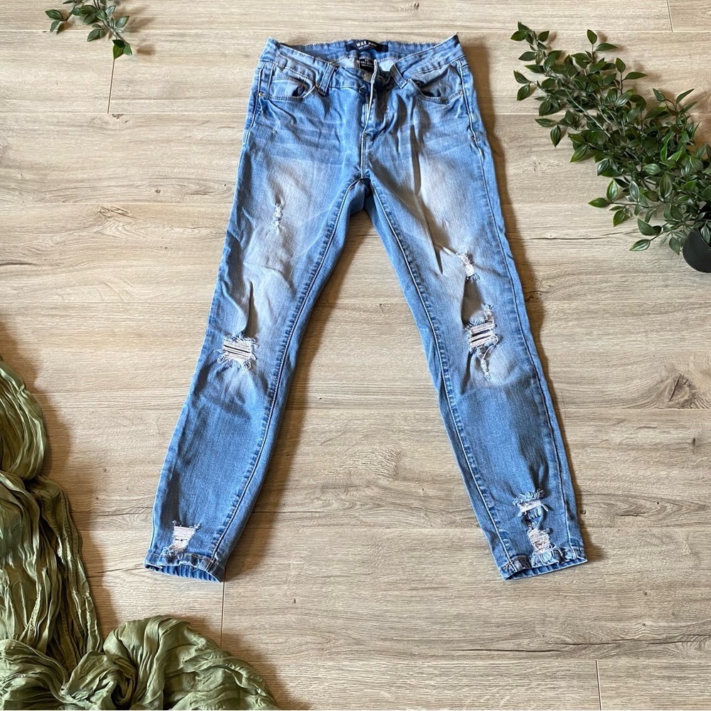 Wax Jean | skinny-straight ankle ripped jeans - mid-rise